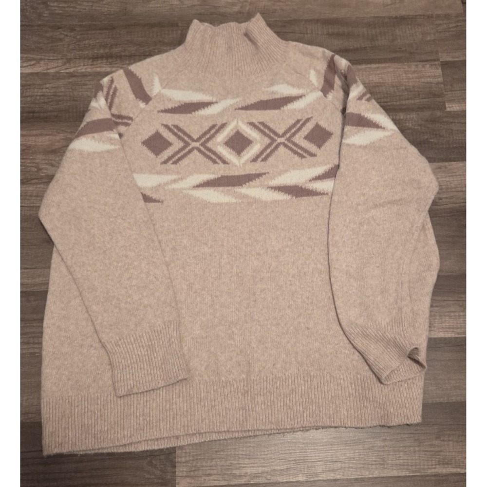 Calvin‎ Klein Womens Medium Brown Patterned Mock Neck Sweater